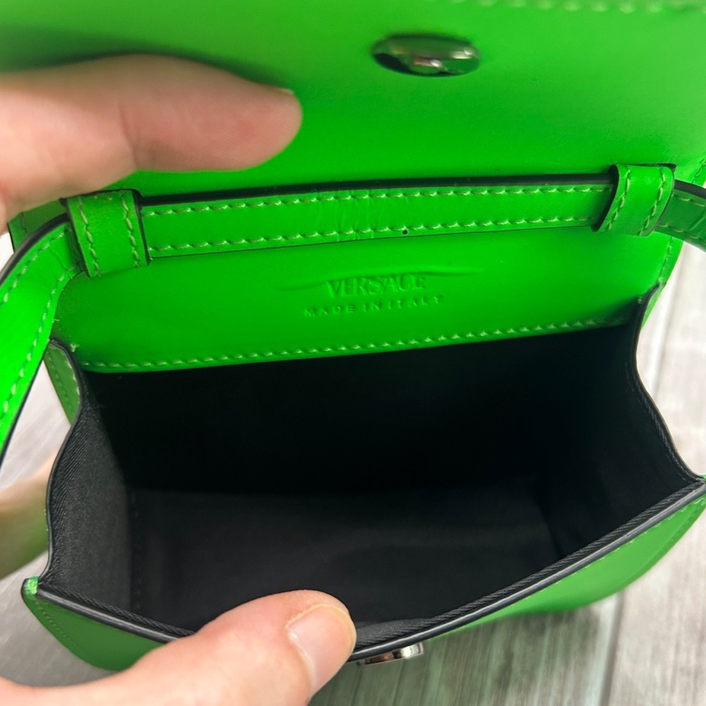SOLD❤️ VERSACE Medusa Mini Bag Neon Lime Green Leather RFID + COA - Picture 10 of 16